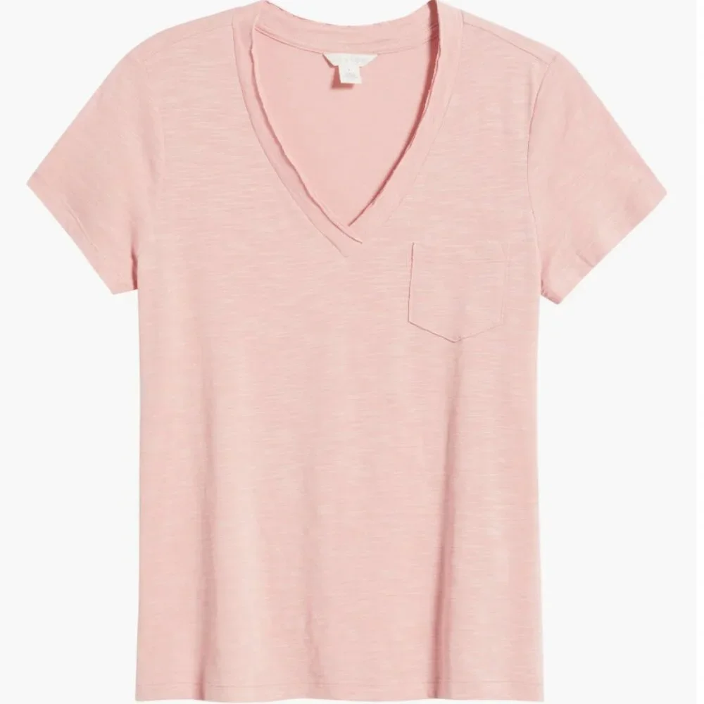 🌸 Caslon - Cotton & Modal V-Neck Pocket Tee 🌸 Small 🌸 Pink Beauty🌸 - Picture 8 of 8